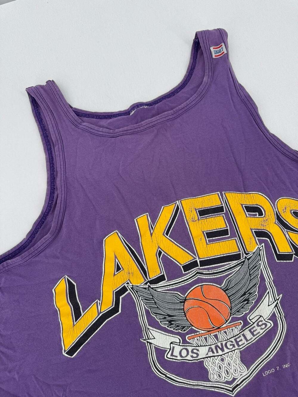 Logo 7 Los Angeles Lakers Tank Top Purple Vintage NBA Basketball